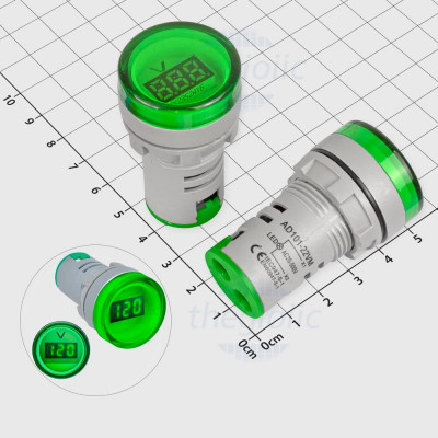 AD101-22VM Đèn Báo Hiển Thị Điện Áp Màu Xanh Lá 20→500VAC 22mm