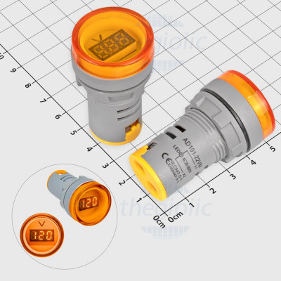 AD101-22VM Đèn Báo Hiển Thị Điện Áp Màu Vàng 20→500VAC 22mm