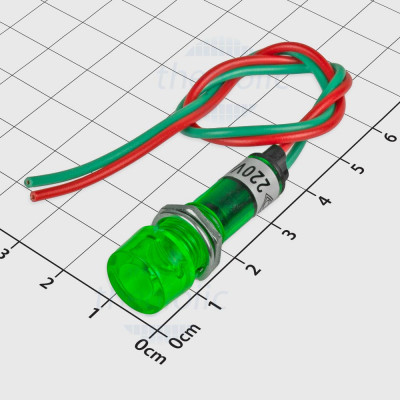 XD10-3 Đèn Báo 10mm Nối Dây Màu Xanh Lá 220VAC