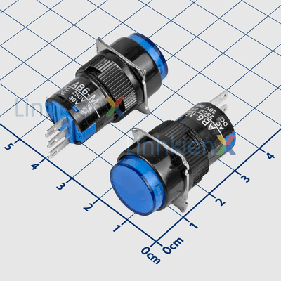 LA16-11 Nút Nhấn Nhả 16mm 3 Chân Màu Xanh Dương