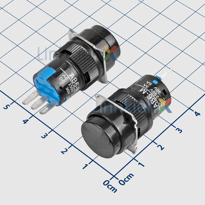 LA16-11 Nút Nhấn Nhả 16mm 3 Chân Màu Đen