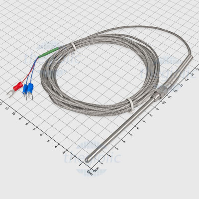 PT100 WZP-187 Cảm Biến Nhiệt Độ Type B M5x100mm Dài 5m, -200~500°C