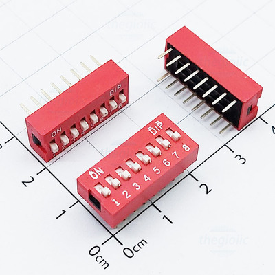 Công Tắc 8 Bit Dip Switch Xuyên Lỗ 2.54mm Màu Đỏ