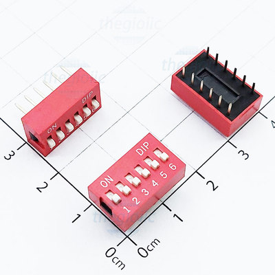 Công Tắc 6 Bit Dip Switch Xuyên Lỗ 2.54mm Màu Đỏ