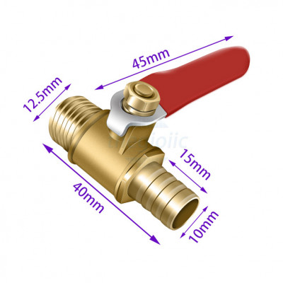 Van Bi Đồng Tay Gạt 2 Đầu Ren Ngoài 12.5mm + Đuôi Chuột 10mm