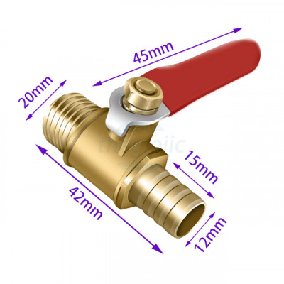 Van Bi Đồng Tay Gạt 2 Đầu Ren Ngoài 20mm + Đuôi Chuột 12mm