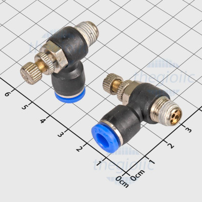 PSL6-01 Van Tiết Lưu Khí Nén Cong L Ống 6mm Ren Ngoài 9.7mm, 1/8inch