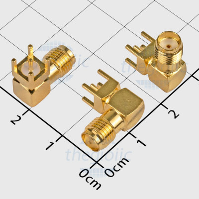 AHCG.202 Đầu RF SMA Cái Dài 14.5mm Chân Vuông Góc 90 Độ Hàn PCB