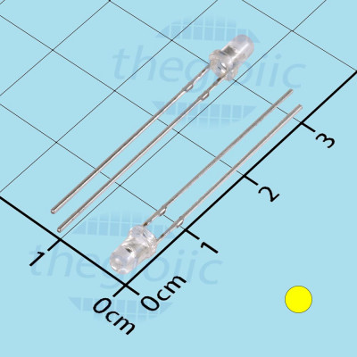 LED Vàng 3mm Siêu Sáng Đầu Tròn Trong Suốt Chân Dài