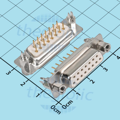 Cổng DB15 Cái 15 Chân Thẳng Mạ Vàng 2 Hàng Hàn PCB