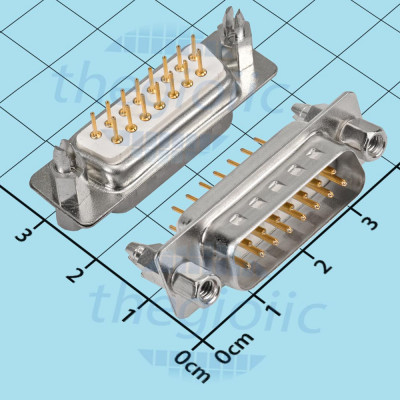 Cổng DB15 Đực 15 Chân Thẳng Mạ Vàng 2 Hàng Hàn PCB