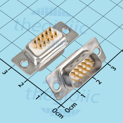 Cổng DB15 Đực 15 Chân Mạ Vàng 3 Hàng Hàn Nối Dây