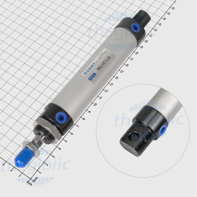 MAL25X75 Xi Lanh Khí Nén Tròn Đường Kính 25mm, Hành Trình 75mm