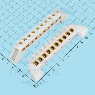 X7-0609C Cầu Đấu Trung Tính 10 Cực 450V 60A Vít M4, Cỡ Dây 11~20AWG