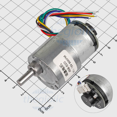 JGB37-520 Động Cơ Giảm Tốc Có Encoder 12VDC, 60 rpm, Trục 6mm