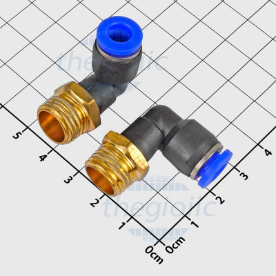 PL6-02 Đầu Nối Khí Nén Cong L Ống 6mm Ren Ngoài 12.7mm, 1/4inch