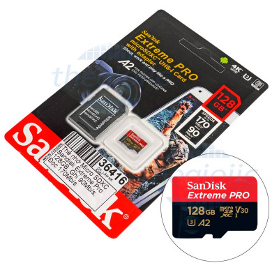 Thẻ nhớ Micro SDXC Sandisk Extreme Pro 128GB, Ghi 90Mb/s, Đọc 170Mb/s