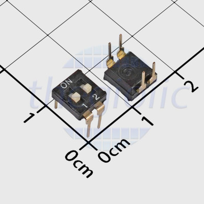 Công Tắc 2 Bit Dip Switch Xuyên Lỗ 2.54mm Màu Đen