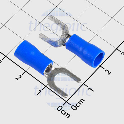 SV3.5-6 Đầu Cosse Chữ Y Có Vỏ Dây 12-10AWG Vít M6 Màu Xanh Dương