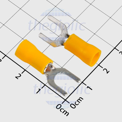 SV3.5-6 Đầu Cosse Chữ Y Có Vỏ Dây 12-10AWG Vít M6 Màu Vàng