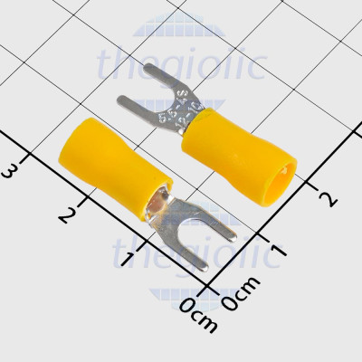 SV5.5-4 Đầu Cosse Chữ Y Có Vỏ Dây 12-10AWG Vít M4 Màu Vàng