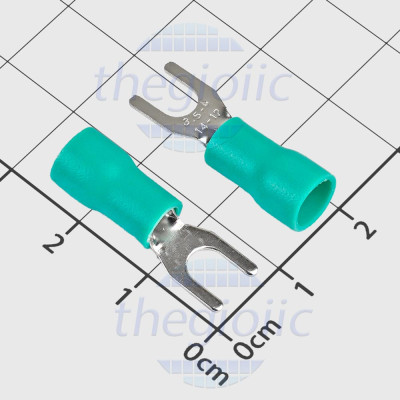 SV3.5-4 Đầu Cosse Chữ Y Có Vỏ Dây 12-10AWG Vít M4 Màu Xanh Lá