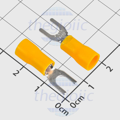 SV3.5-4 Đầu Cosse Chữ Y Có Vỏ Dây 12-10AWG Vít M4 Màu Vàng