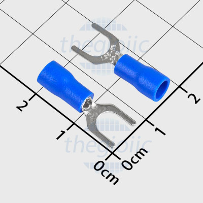 SV1.25-5 Đầu Cosse Chữ Y Có Vỏ Dây 22-16AWG Vít M5 Màu Xanh Dương