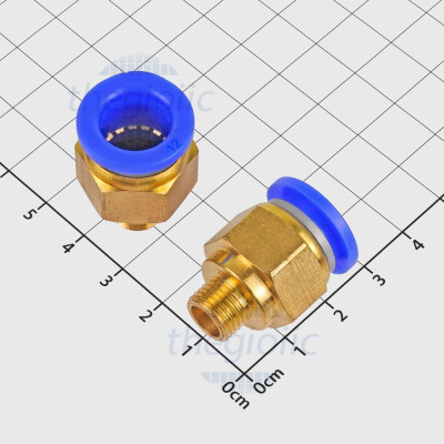 PC12-M10-1 Đầu Nối Khí Nén Ống 12mm Ren Ngoài 10mm Bước Ren 1mm