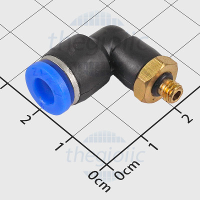 PL6-M5 Đầu Nối Khí Nén Cong L Ống 6mm Ren Ngoài 5mm