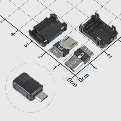 Cổng USB Micro-B 2.0 Đầu Đực 5 Chân Thẳng Hàn Dây Vỏ Đen