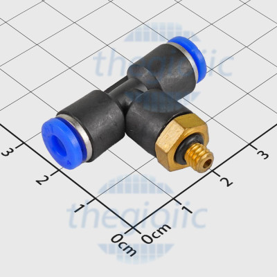 PB4-M5 Đầu Nối Khí Nén Có Ren Chữ T Ống 4mm Ren Ngoài 5mm