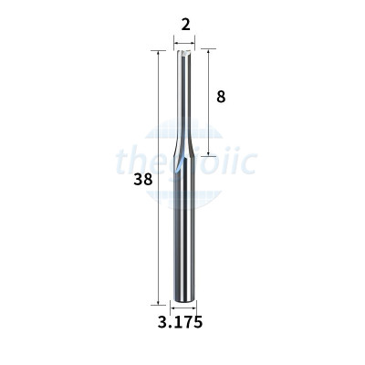 Mũi Dao Phay CNC 2 Lưỡi 3.175x2x8 Dài 38mm