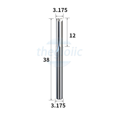 Mũi Dao Phay CNC 2 Lưỡi 3.175x3.175x12 Dài 38mm