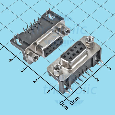 Cổng DB9 Cái 9 Chân Cong 90 Độ 2 Hàng Hàn PCB