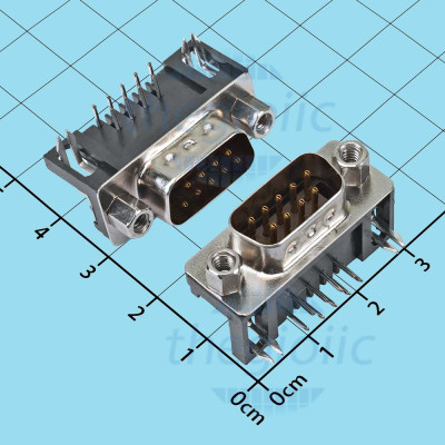 Cổng DB9 Đực 9 Chân Cong 90 Độ 2 Hàng Hàn PCB