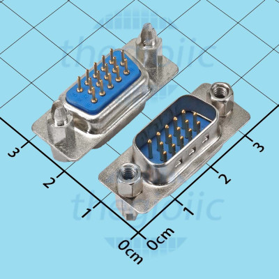 Cổng DB15 Đực 15 Chân Thẳng 3 Hàng Hàn PCB