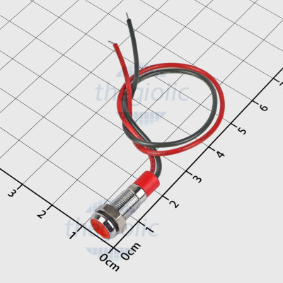 LED Đỏ Vỏ Inox 6mm 12-24VDC Dây Nối 10cm Chống Nước