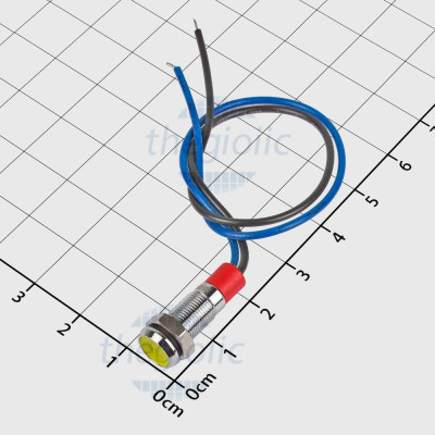 LED Vàng Vỏ Inox 6mm 3-6VDC Dây Nối 10cm Chống Nước