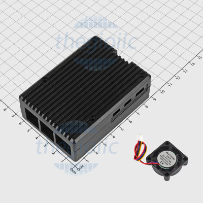 PI5-CASE-I Hộp Raspberry Pi 5 Vỏ Nhôm Màu Đen Kèm Quạt, SKU: 26714