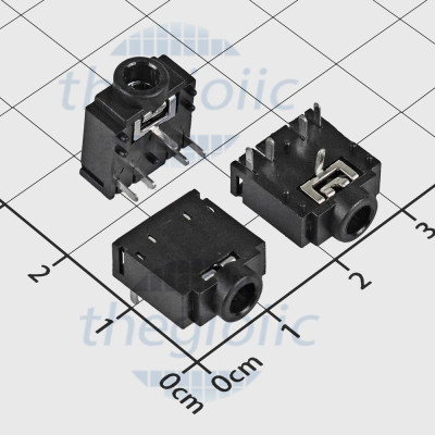 PJ-307 Cổng Audio 3.5mm 3 Cực 5 Chân Hàn PCB Màu Đen