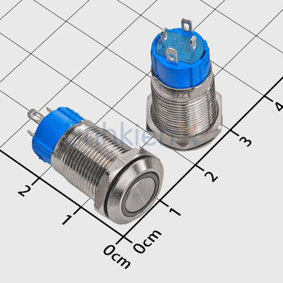 Nút Nhấn Giữ LED Xanh Dương 12mm 12V Inox 304 4 Chân