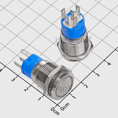 Nút Nhấn Nhả LED Đỏ 16mm 220V Inox 304 5 Chân V2