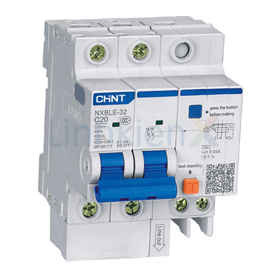 NXBLE-32 2P C20 RCBO Aptomat Chống Giật, Quá Tải 20A