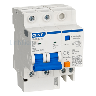 NXBLE-32 2P C32 RCBO Aptomat Chống Giật, Quá Tải 32A