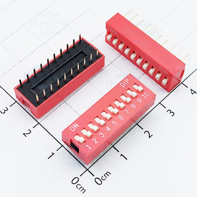 Công Tắc 10 Bit Dip Switch Xuyên Lỗ 2.54mm Màu Đỏ