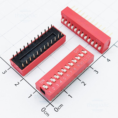 Công Tắc 12 Bit Dip Switch Xuyên Lỗ 2.54mm Màu Đỏ