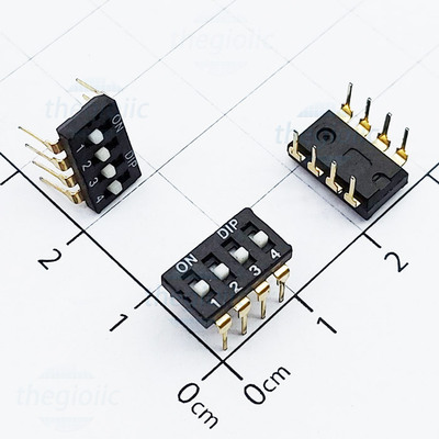 Công Tắc 4 Bit Dip Switch Xuyên Lỗ 2.54mm Màu Đen