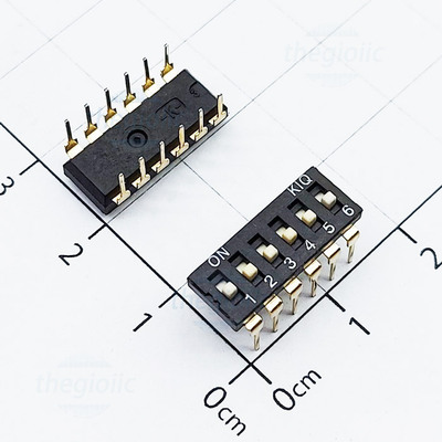 Công Tắc 6 Bit Dip Switch Xuyên Lỗ 2.54mm Màu Đen