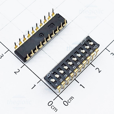 Công Tắc 10 Bit Dip Switch Xuyên Lỗ 2.54mm Màu Đen